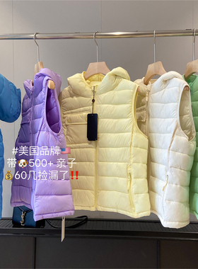 102812E原女装糖果色连帽无袖保暖多口袋棉服马甲背心外套识体店