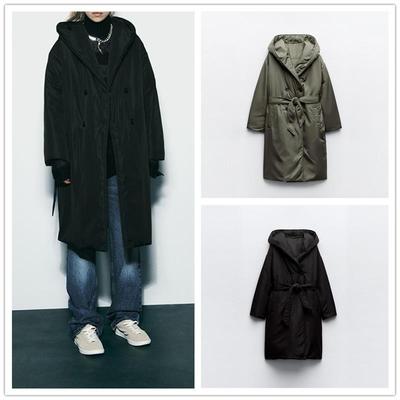 西班牙ZA女装秋冬新款复古风通勤长袖棉服大衣宽松纯色保暖外套女