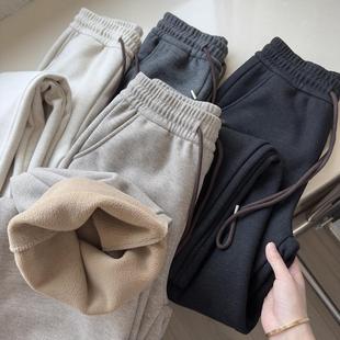 肌理感呢料 加厚羊羔毛 24秋冬松紧腰直筒休闲裤阔腿裤女
