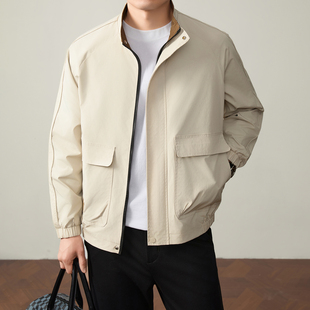 2026春秋新款立领夹克男士商务休闲上衣简约高级感拉链防风外套男