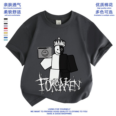 roblox被遗弃衣服儿童短袖t恤夏装纯棉forsaken gubby two time潮