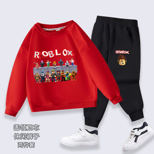 roblox衣服男童卫衣裤子套装儿童罗布乐思长袖长裤春秋小男孩童装
