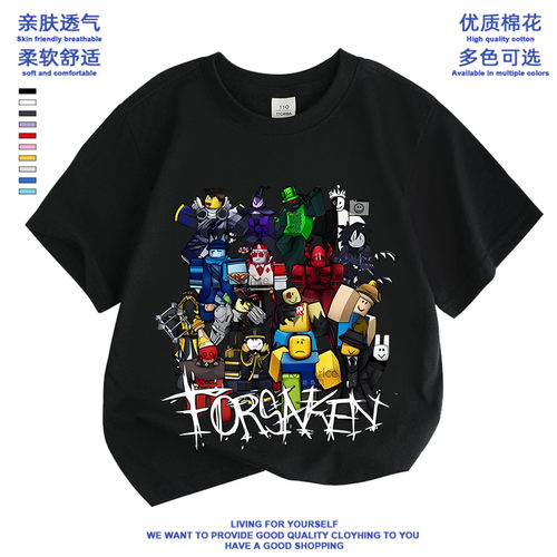forsaken roblox被遗弃衣服短袖t恤儿童夏装纯棉gubby two time潮