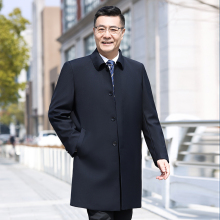商政中长款风衣中年男士商务休闲宽松春秋季外套中老年男装爸爸装