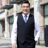男式 西装 坎肩 马夹无袖 宽松商务休闲新款 马甲中老年人秋季 中年男士