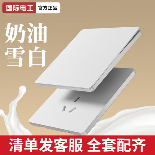 国际电工86型五孔带开关插座面板