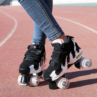 成年男女旱冰鞋 新款 儿童四轮滑鞋 闪光 成人双排溜冰鞋 双排轮滑冰鞋