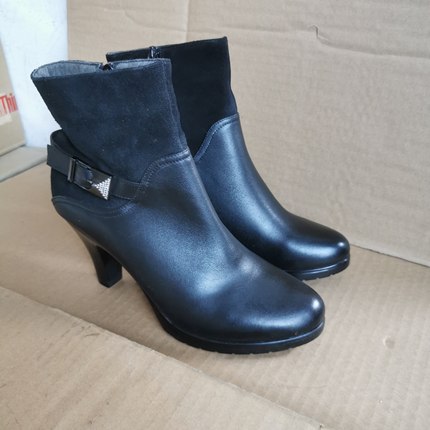 高跟皮鞋际华3514库存女式真皮皮鞋冬季加绒保暖侧拉链马丁靴