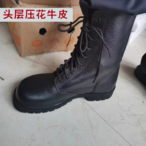 库存特价战靴男式高帮马丁靴真皮系带中通骑行靴户外靴子硬汉皮靴