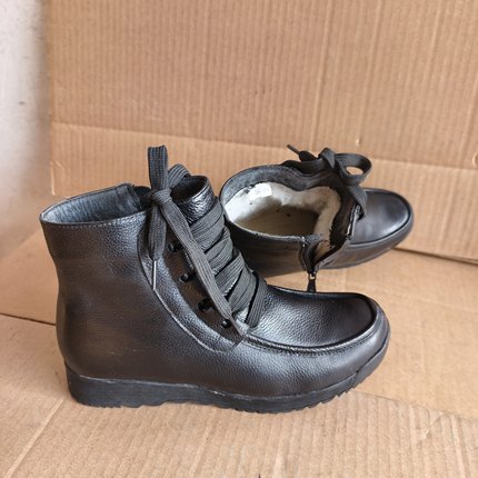 特价5302库存冬季棉鞋真皮保暖短靴加绒平底防滑女靴棉皮鞋中老年