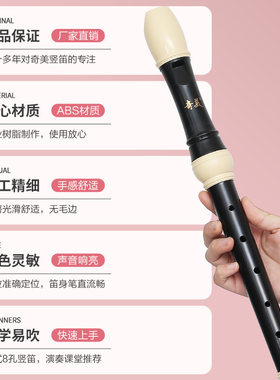 奇美英式高音8孔竖笛专业初学者