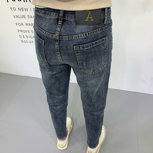 牛仔裤 休闲弹力九分裤 2026年春夏新款 小脚潮流韩版 蓝灰色修身 男士