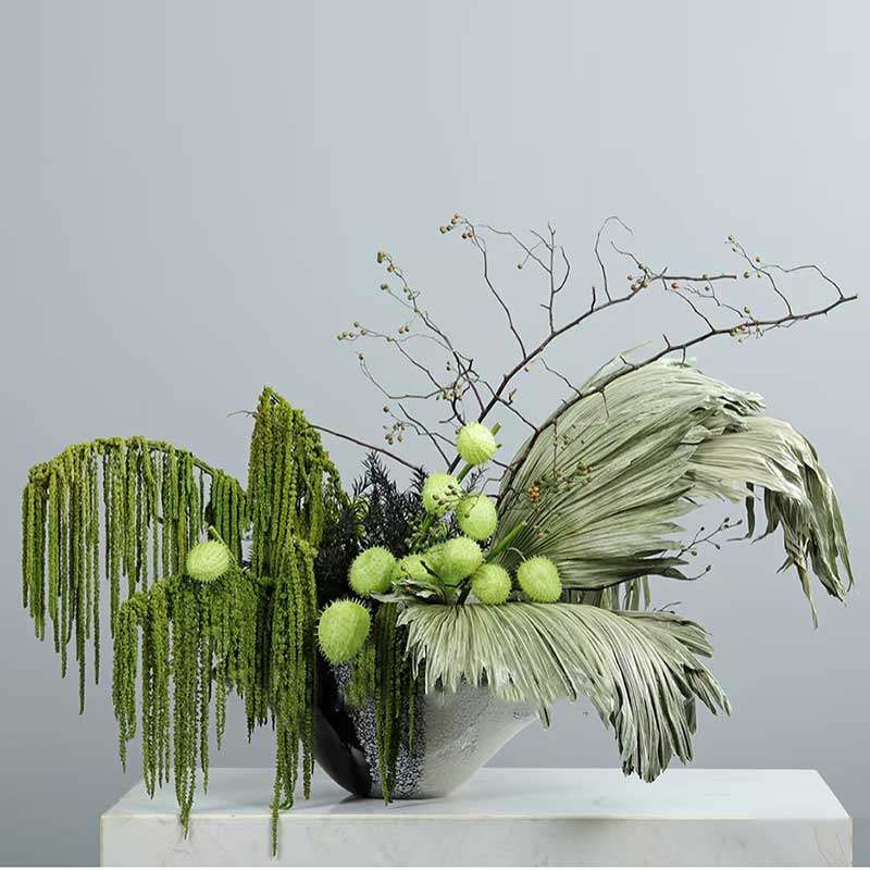 绿色系中型台面仿真花艺酒店会所别墅大堂前台假花装饰花陶瓷摆件,家居饰品,餐桌花艺,淘宝优惠券,粉丝福利购,淘宝优惠卷