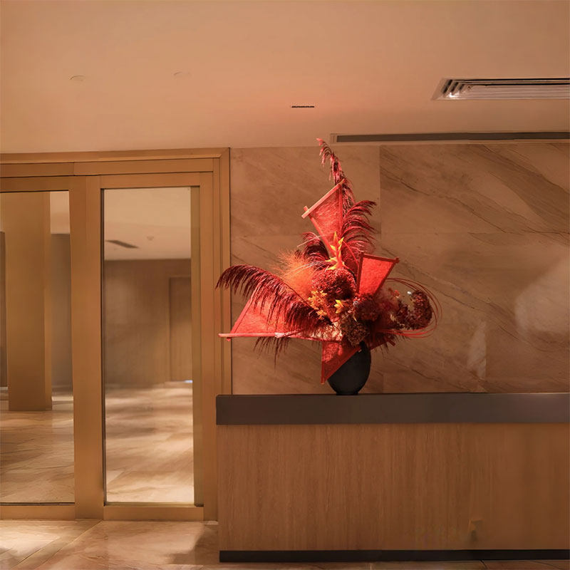 旗开得胜红色手工架构花艺酒店前台餐桌圆桌摆放装饰花永生花组合,家居饰品,餐桌花艺,淘宝优惠券,粉丝福利购,淘宝优惠卷