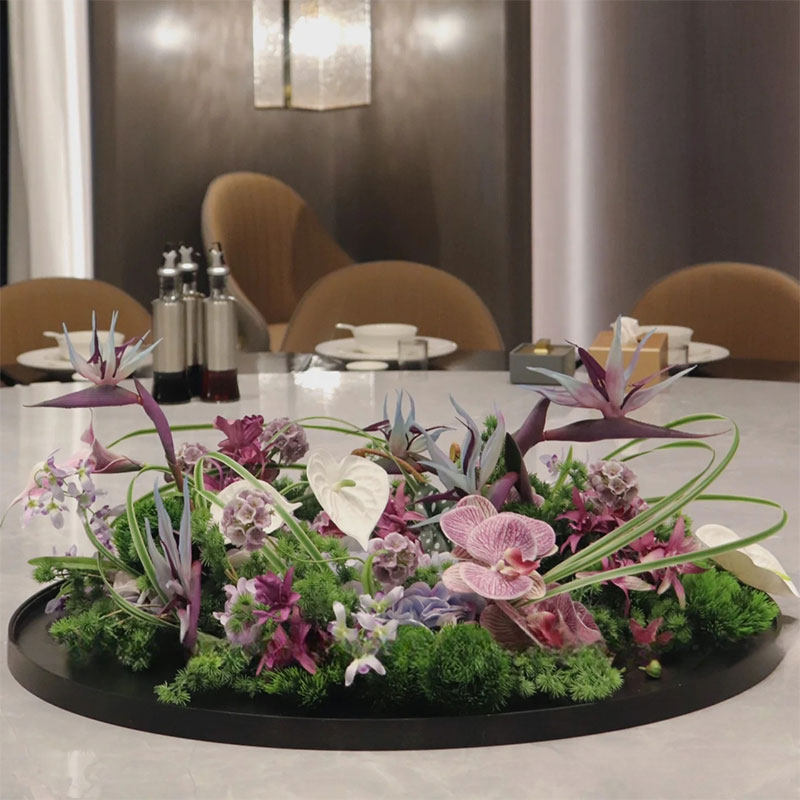 圆形餐桌中间转盘花高档手感仿真花艺摆件酒店餐厅装饰花金属花器,家居饰品,餐桌花艺,淘宝优惠券,粉丝福利购,淘宝优惠卷