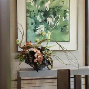 现代艺术软装 饰花艺摆件 仿真花艺样板间酒店客厅前台玄关条案台装