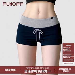 热裤 FUNOFF 简约百搭居家修身 运动风撞色低腰绑带休闲超短裤 美式