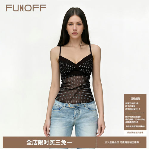 复古黑色波点V领低胸吊带背心女