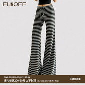 FUNOFF 运动风微喇居家遛弯裤 美式 复古撞色条纹绑带针织休闲长裤