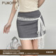 FUNOFF 浪漫交响曲 miu系穿搭蕾丝灰色半身裙绑带包臀短裙女
