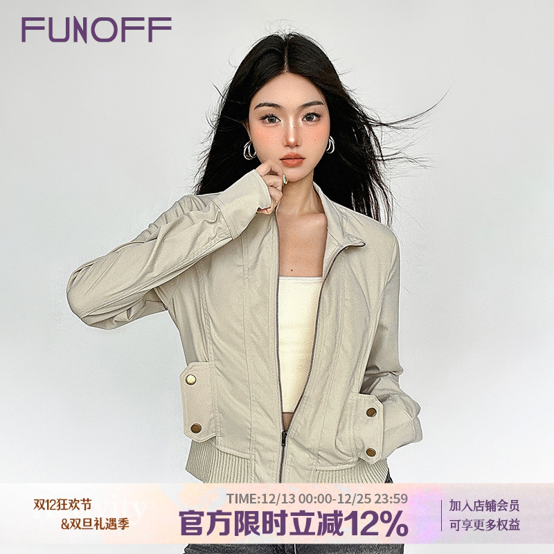 巴恩风工装口袋拉链夹克短外套秋