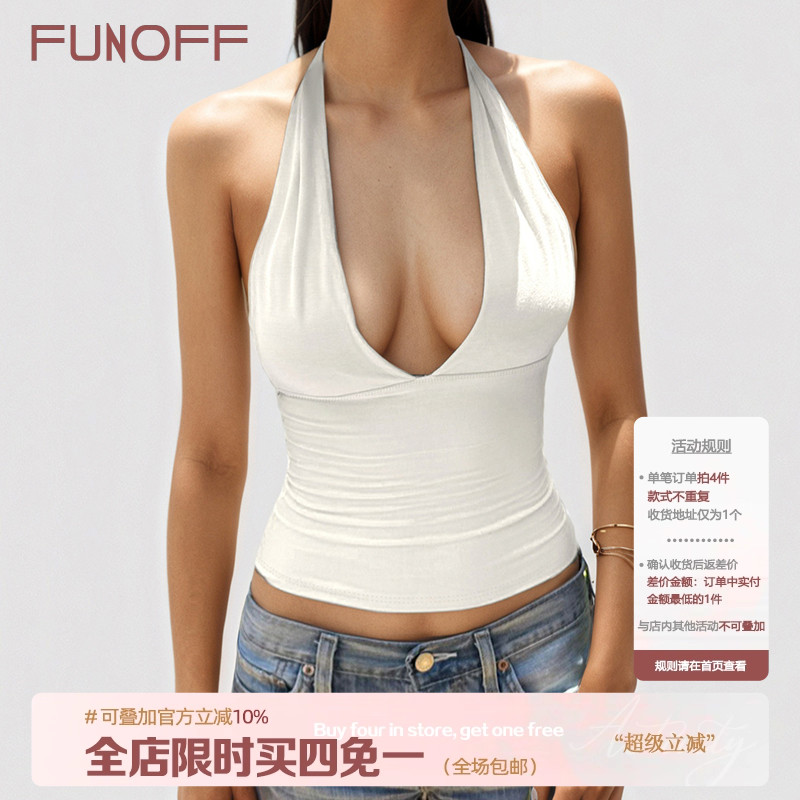 基础简约V领挂脖纯色吊带背心夏