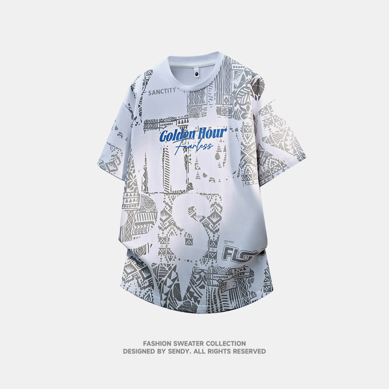 CW CANOT WAIT男士短袖t恤夏季纯棉上衣时尚学生印花官网男半袖