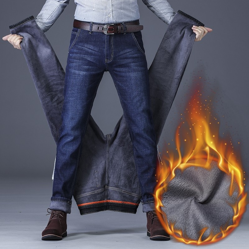 秋冬加绒牛仔裤男休闲长裤子直筒森马361花A21以纯官方旗舰店官网