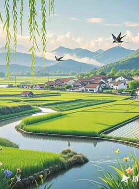 田园春意盎然大自然风景贴纸画家用客厅贴墙出租屋宿舍墙上自贴