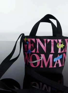 新款gentlewoman帆布包单肩斜挎包mini托特包字母购物袋便当包
