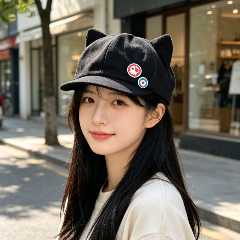 毛绒款猫耳朵休闲帽cosplay帽