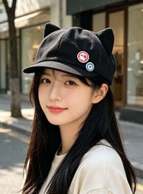 毛绒款耳朵帽子休闲帽cosplay帽