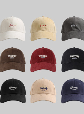 新款加大头围棒球帽子深顶显脸小磨毛棉鸭舌帽韩版宽檐时尚机绣帽