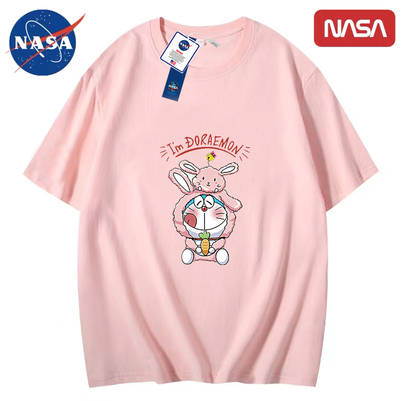 nasa多啦a梦联名款叮当猫夏季2022新款宽松纯棉短袖T恤男女潮LL