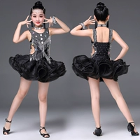 Váy khiêu vũ Latin trẻ em cao cấp mới đeo hạt kim cương sáng pettiskirt trang phục trẻ em cô gái thi trang phục biểu diễn - Trang phục thời trang be gái 10 tuổi