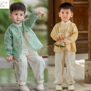 男童汉服套装秋季新款中国风宝宝中式上衣裤子唐装儿童古装两件套