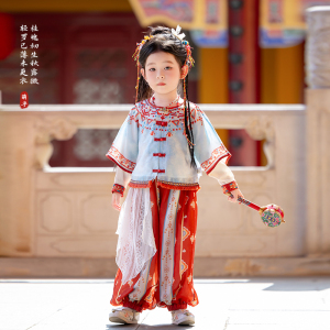 女童汉服异域风套装秋季新款宝宝少数民族西域古装儿童中国风唐装