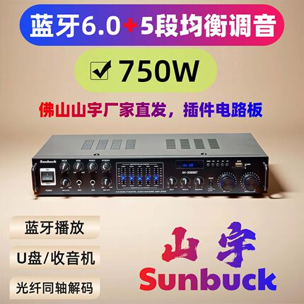 山宇家用蓝牙5声道环绕功放机大功率均衡U盘收音机同轴解码卡拉OK