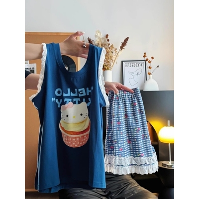 可爱卡通HelloKitty短袖睡衣女夏