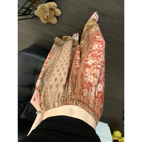 波西米亚风印花棉绸阔腿裤女夏季