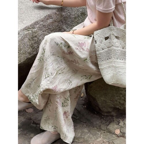 田园风碎花阔腿睡裤女夏慵懒风垂