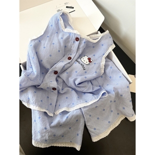 家居服套装 可爱少女HelloKitty背心睡衣女款 大码 夏季 甜美波点短裤