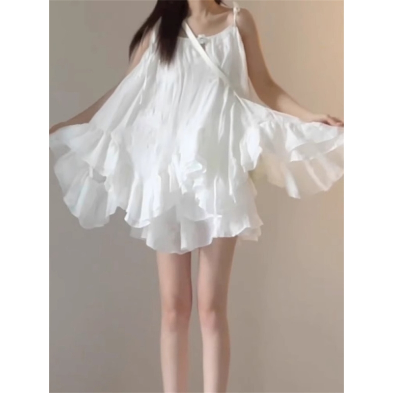 夏日荷叶边吊带睡裙女夏季连衣裙