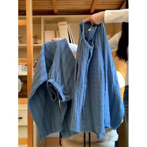 法式慵懒风碎花长袖睡衣女家居服