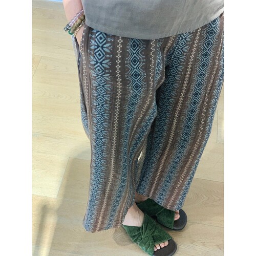 复古几何印花绵绸睡裤女款夏季