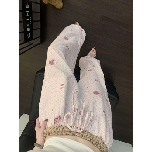 日系可爱甜美豹纹印花睡裤女夏