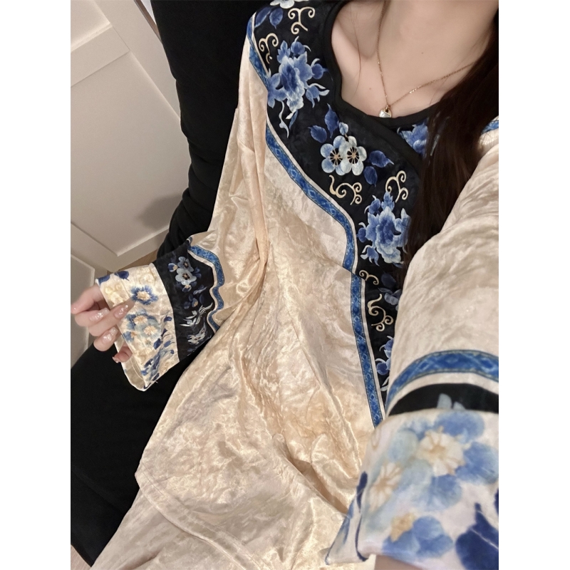 国风新中式复古花卉金丝绒睡衣女