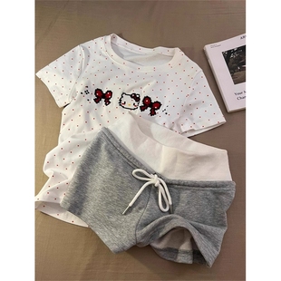 外穿家居服套装 ins网红风可爱卡通HelloKitty波点印花睡衣女夏季