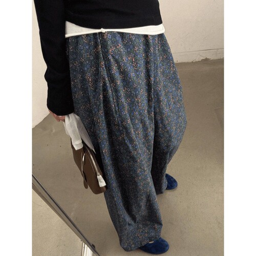 复古小众设计感碎花阔腿睡裤女夏