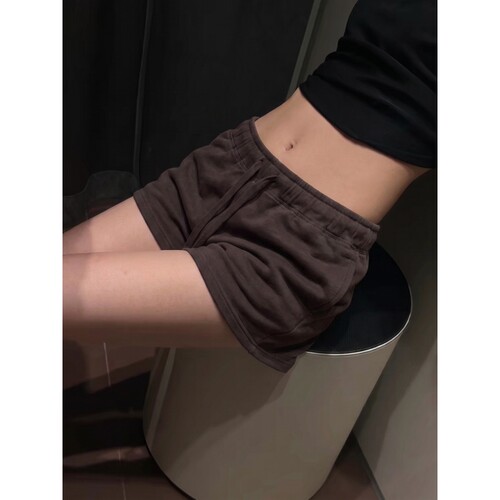 美式复古设计抽绳休闲克莱因运动睡裤女夏季新款大码显瘦家居短裤